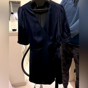 Wilfred silk wrap dress size medium navy